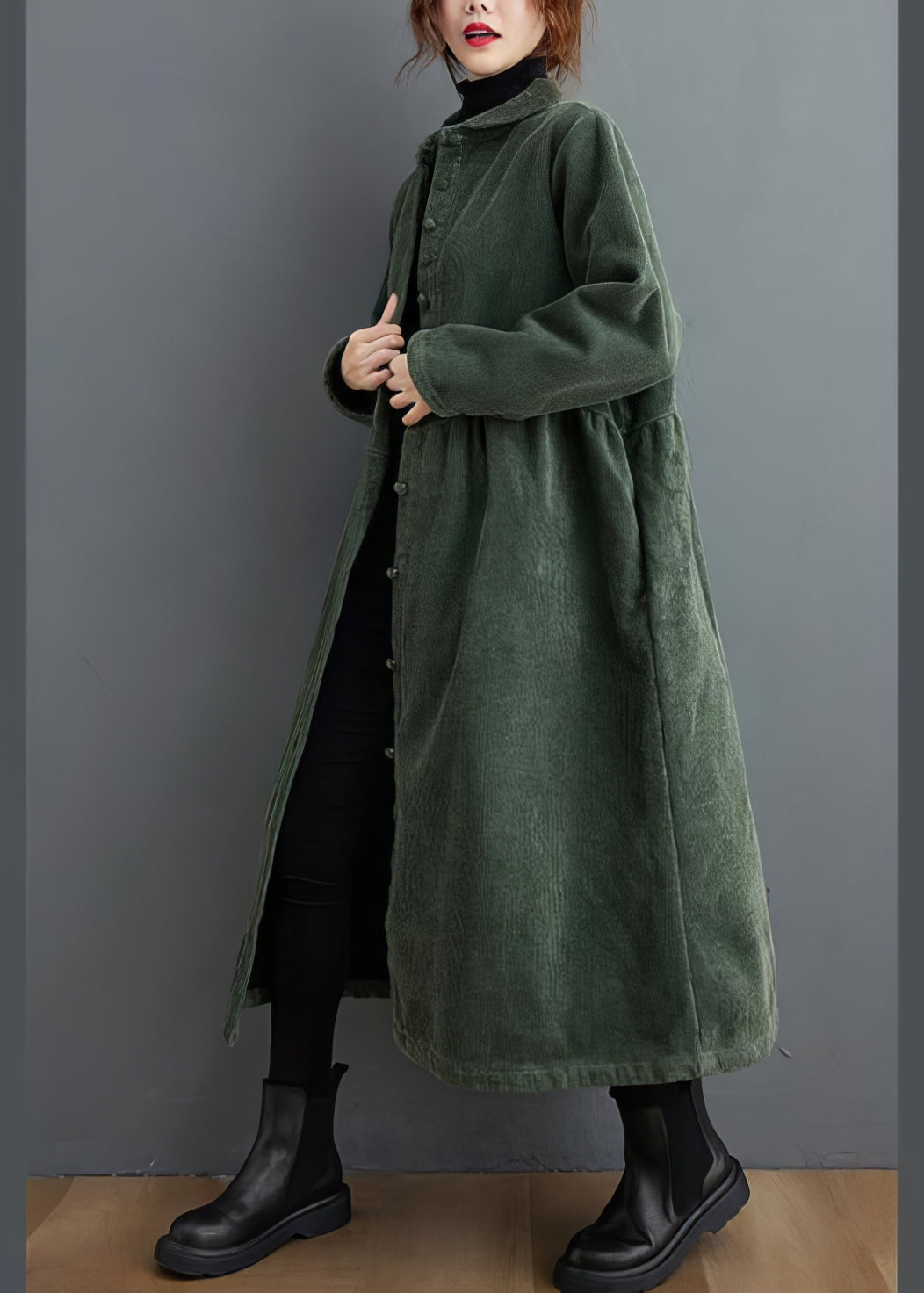 Manteau en velours côtelé épais et ajusté pour femme